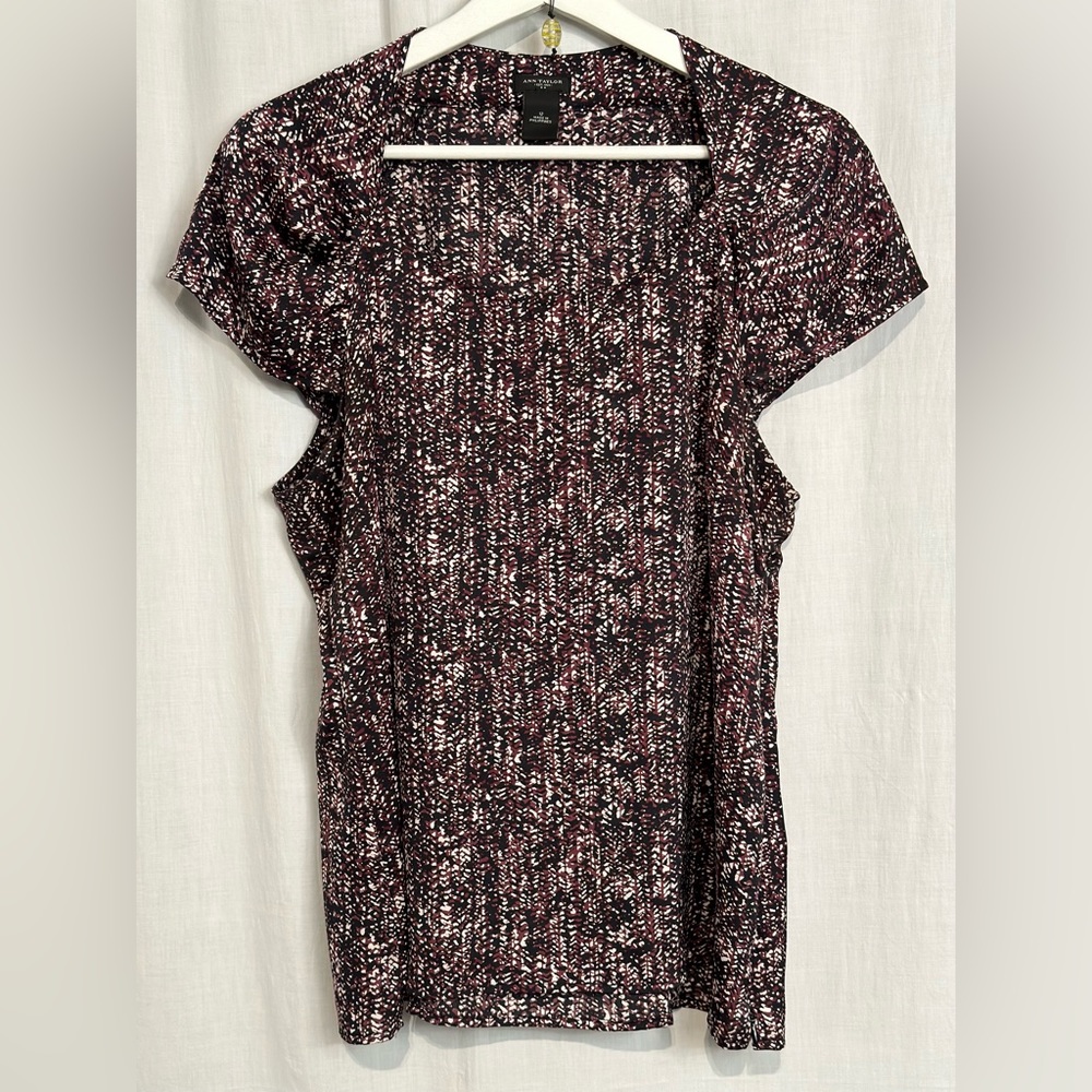 ANN TAYLOR - Women’s Blouse Top Sz 12 Side Zip  - BURGUNDY